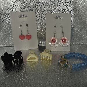Kids Heart and Moon Earrings Set